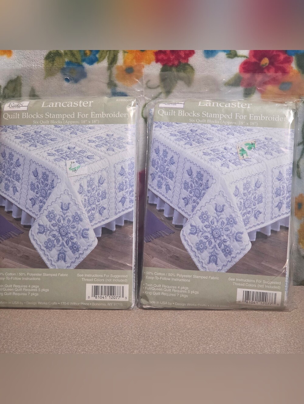 2 Packs NIP TOBIN Quilt Blocks Stamped for Embroidery Lancaster
